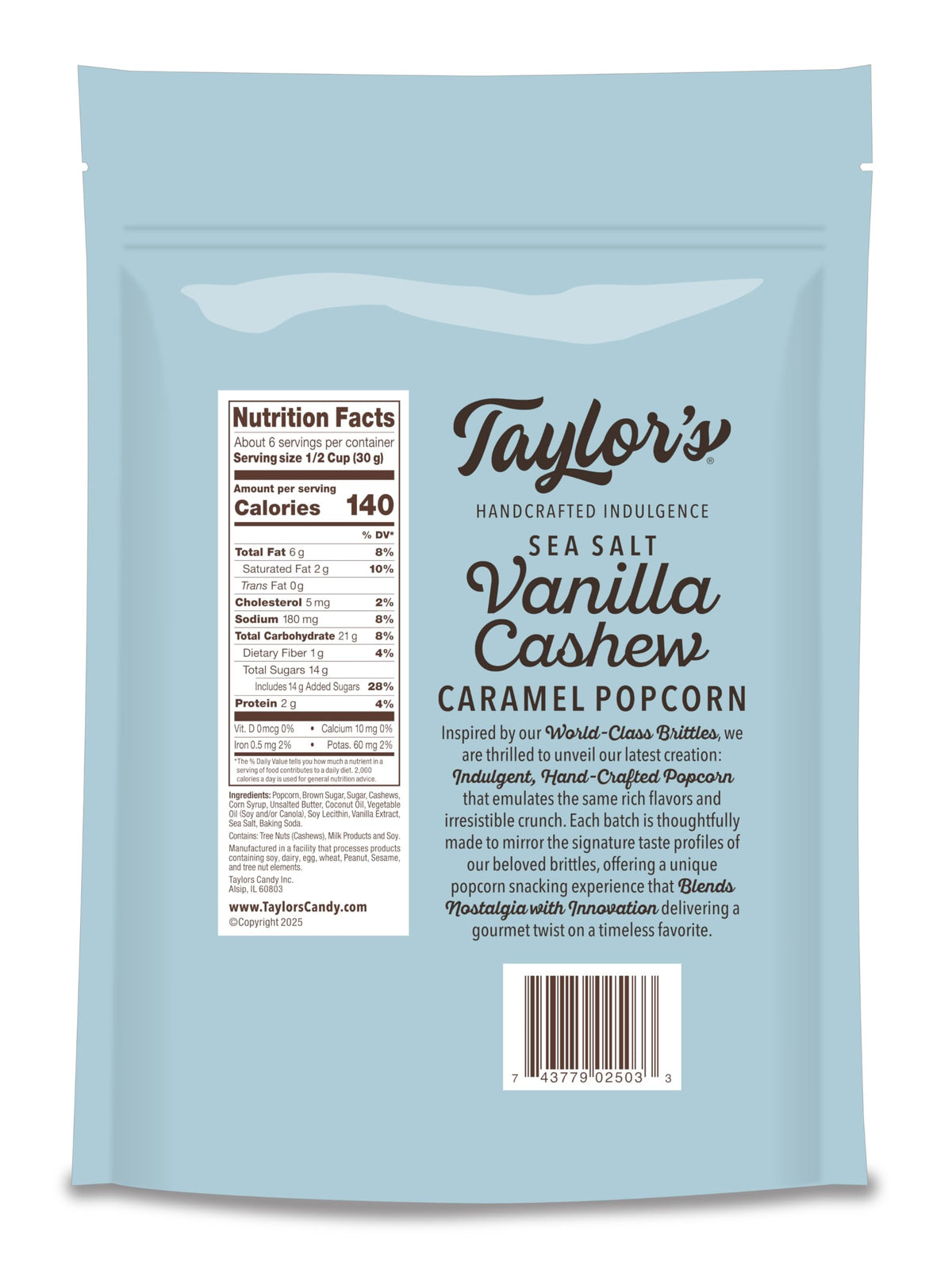Sea Salt Vanilla Cashew Caramel Corn 3/ 6oz