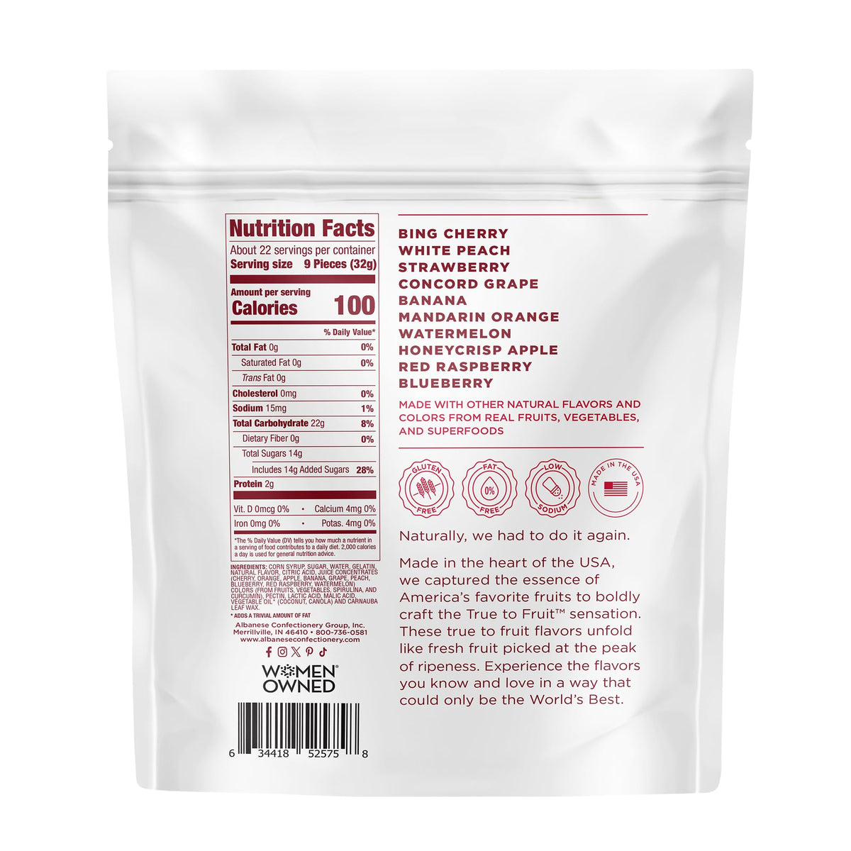 Albanese World's Best True to Fruit American Favorite Fruits Gummies | 25oz Bag of Candy | 10 Natural Flavors and Colors, Soft Gummy Bears | Tastes