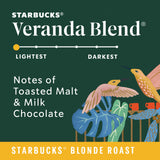 Starbucks Ground Coffee, Starbucks Blonde Roast Hot or Iced Coffee, Veranda Blend, 12 oz