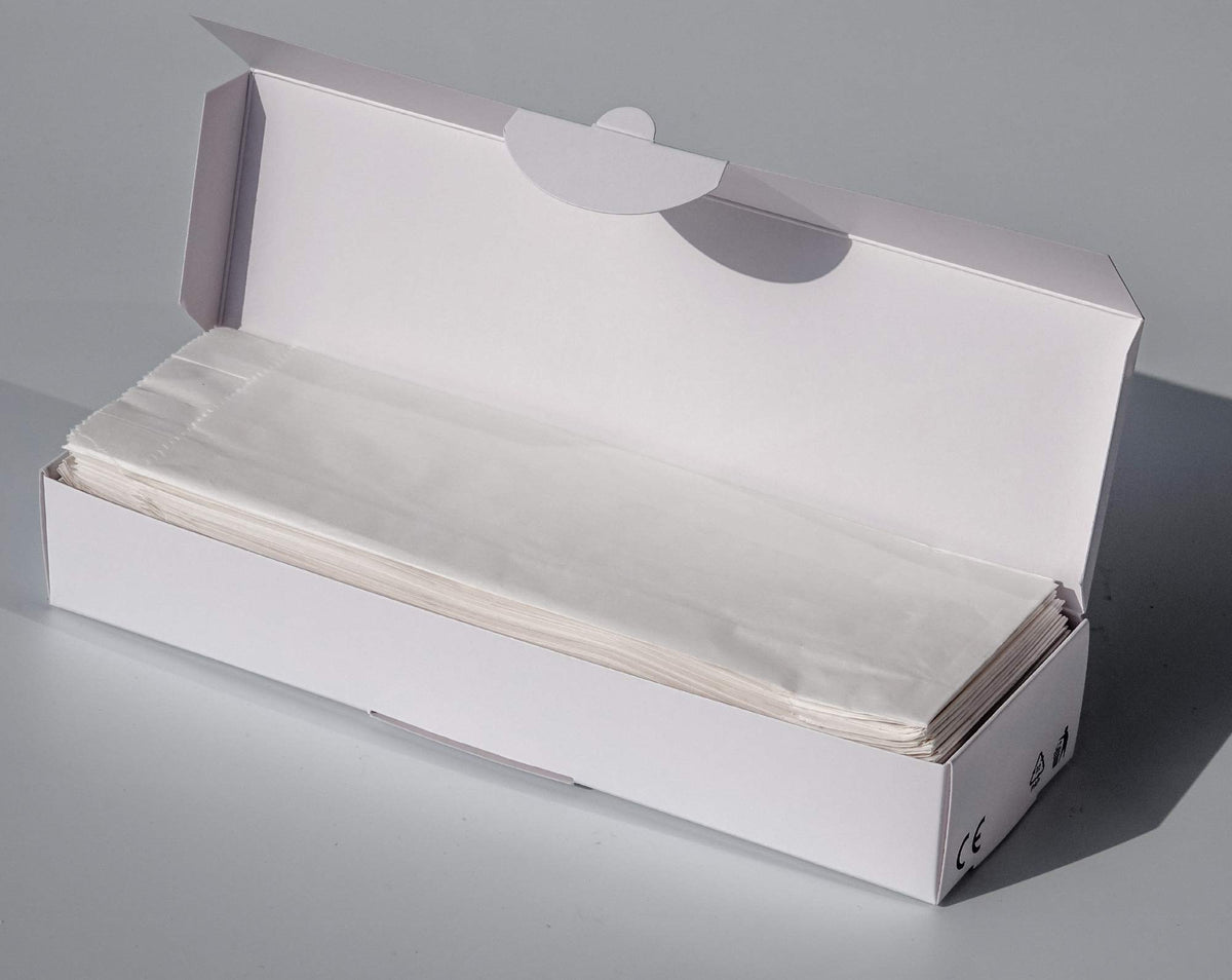 100 Pack 100% White Kraft Paper Bags, 2.75 x 10 inches White Plain Bag Kitchen Cutlery Utensils Holder (Box of 100 pcs)