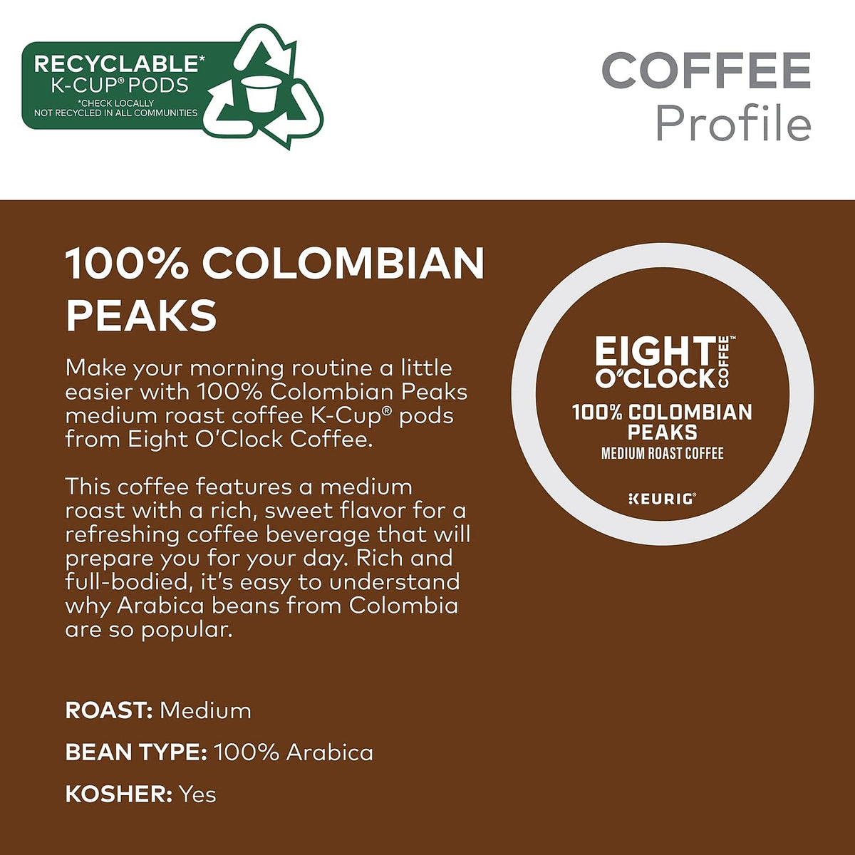 Eight O Clock Coffee, Colombian Peaks, 192 Count