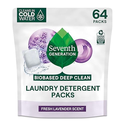 Seventh Generation Laundry Detergent Packs, Lavender, Biobased Deep Clean, EPA Safer Choice Certified, 64 Count