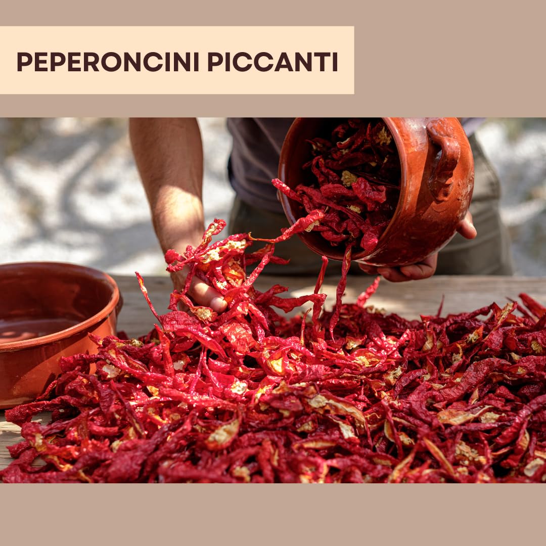 ARTIGIANI DEI SAPORI - Crushed Hot Red Chili Pepper Flakes, 3.5 oz Bag, Spicy Herb Seasoning, Italian Pepperoncino, Packed in Calabria