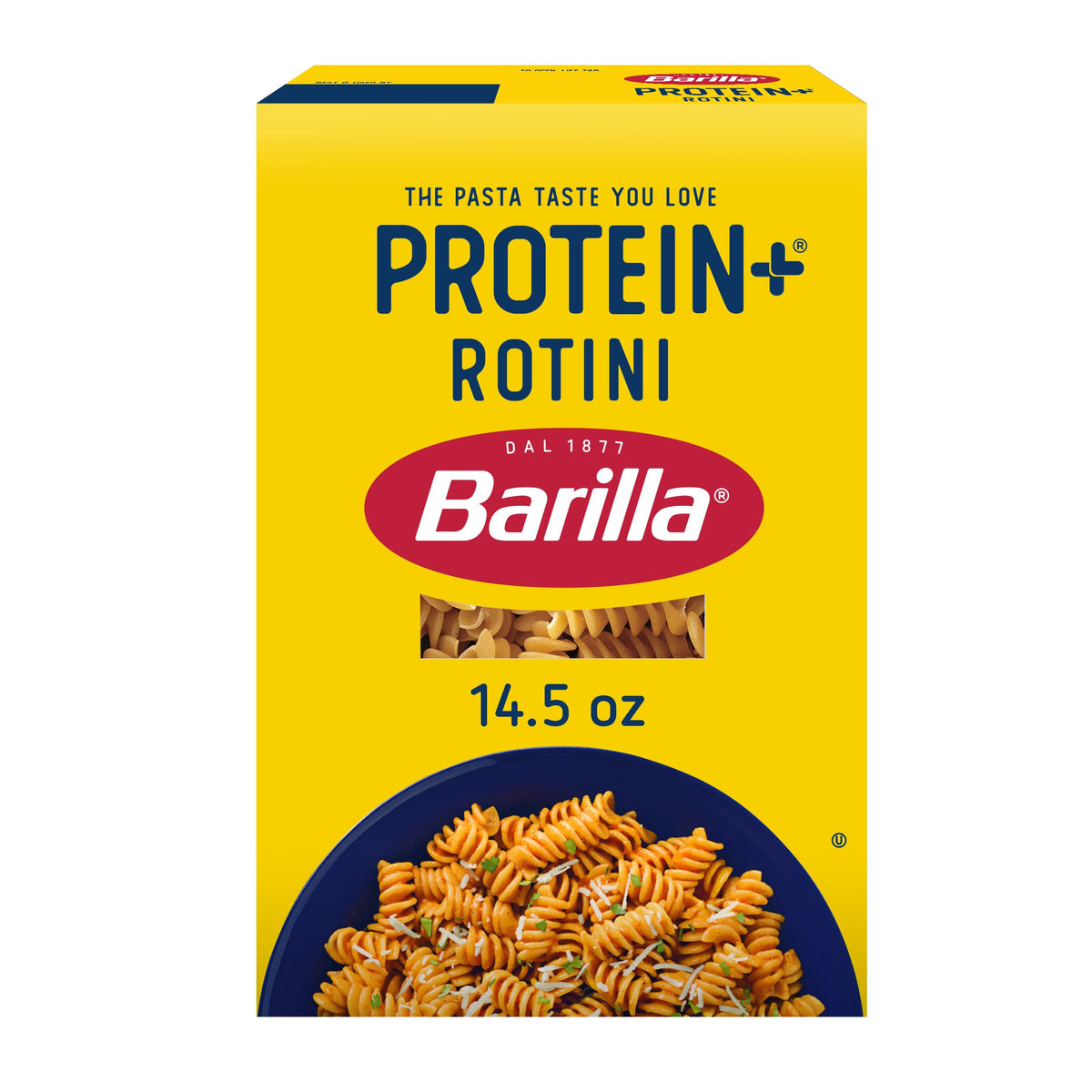 Barilla Protein+ (Plus) Rotini Pasta, 14.5 Ounce - plant based - Made from Lentils, Chickpeas & Peas - Non-GMO, Kosher Certified