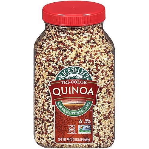 RiceSelect Tri-Color Quinoa, Whole Grain, Gluten-Free, Non-GMO, Vegan, 22-Ounce Jars, 4-Count