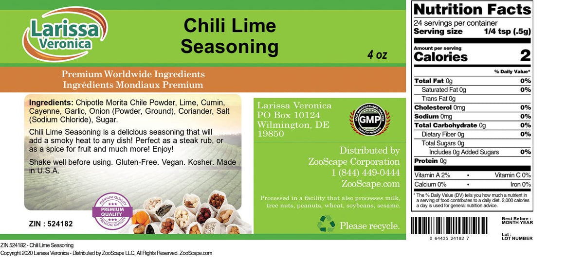 Chili Lime Seasoning (4 oz, ZIN: 524182) - 2 Pack