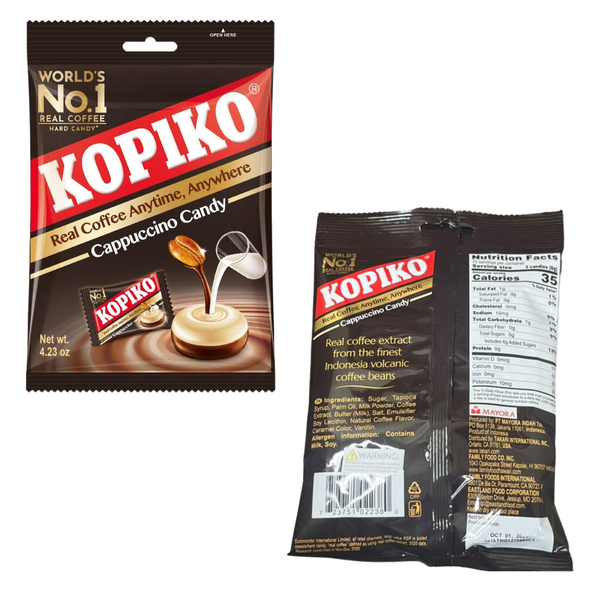2 Packs Kopiko Cappuccino Candy 4.23 Oz