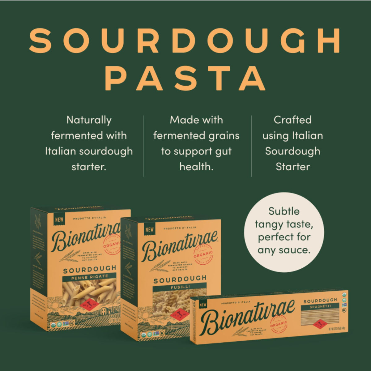 Bionaturae Spaghetti Pasta Noodles - Sourdough Pasta, Kosher Certified, High Protein, Non-GMO Verified, USDA Certified, Spaghetti Pasta Organic