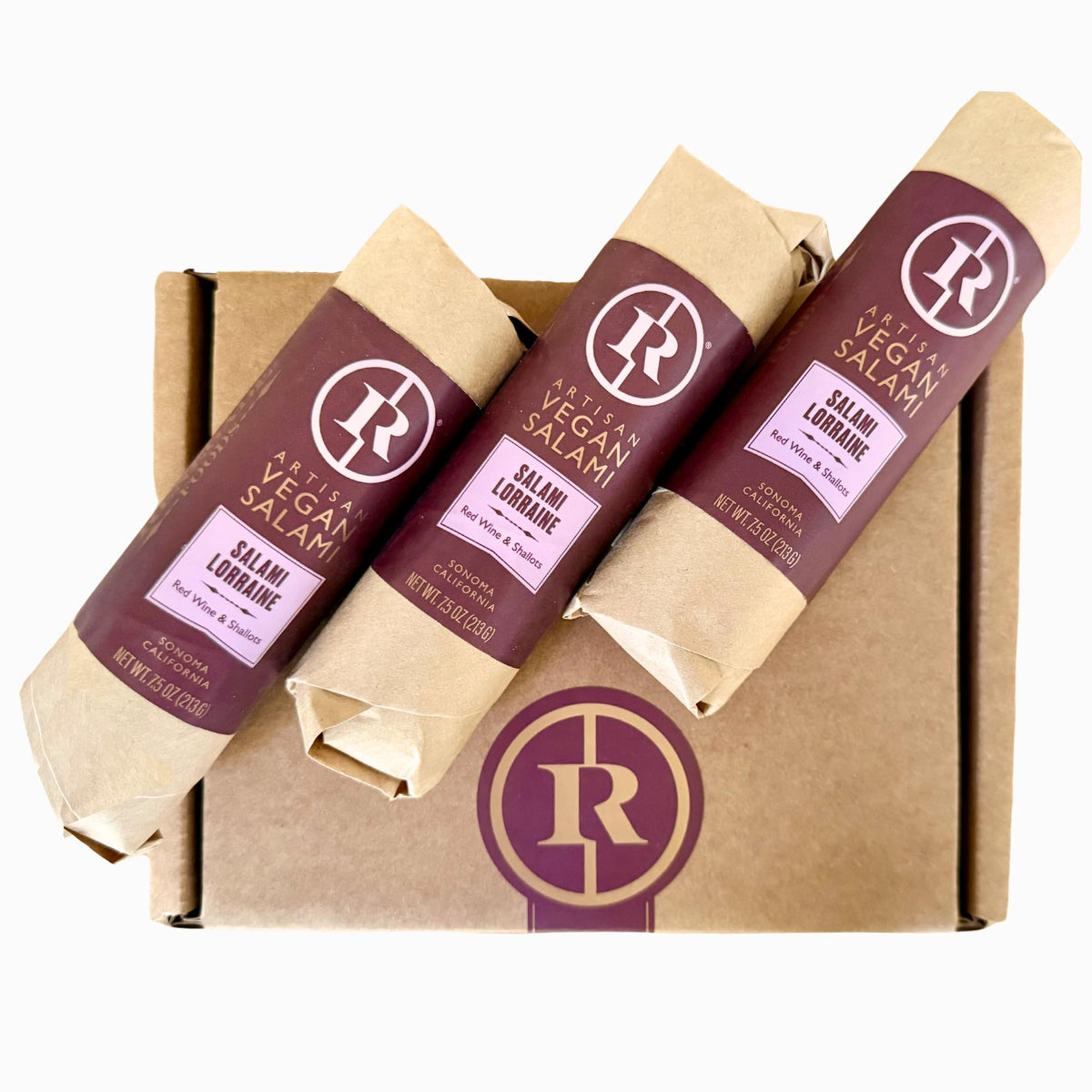 Renegade Foods Artisan Vegan Salami | 3 Pack | Lorraine | High Protein, Low Sugar, Seitan, Non-GMO | 16g of Protein Per Serving | Indulge