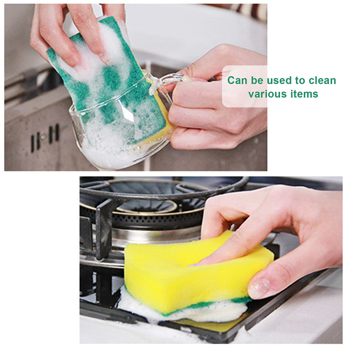 Sponge Individually Wrapped 24 Pack Kitchen Dishwashing Sponge, Non Scratch Scouring Pad, Odor-Free Sponge Wipes for Travel Apartments