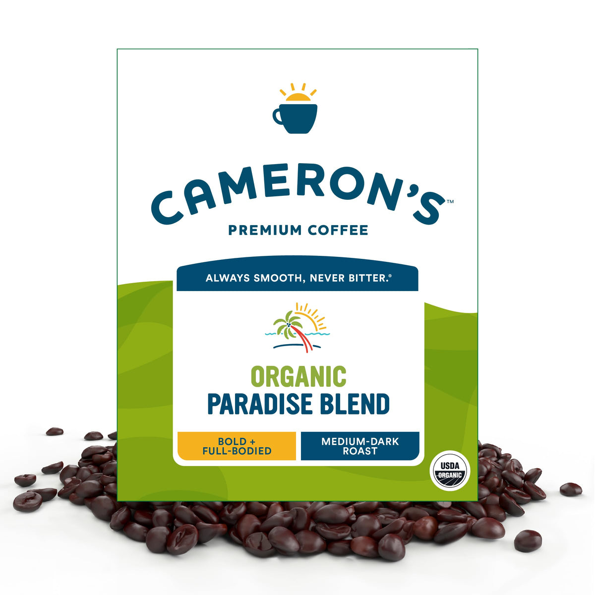 Cameron's Coffee Roasted Whole Bean Coffee, Organic Paradise Blend, 4 Pound