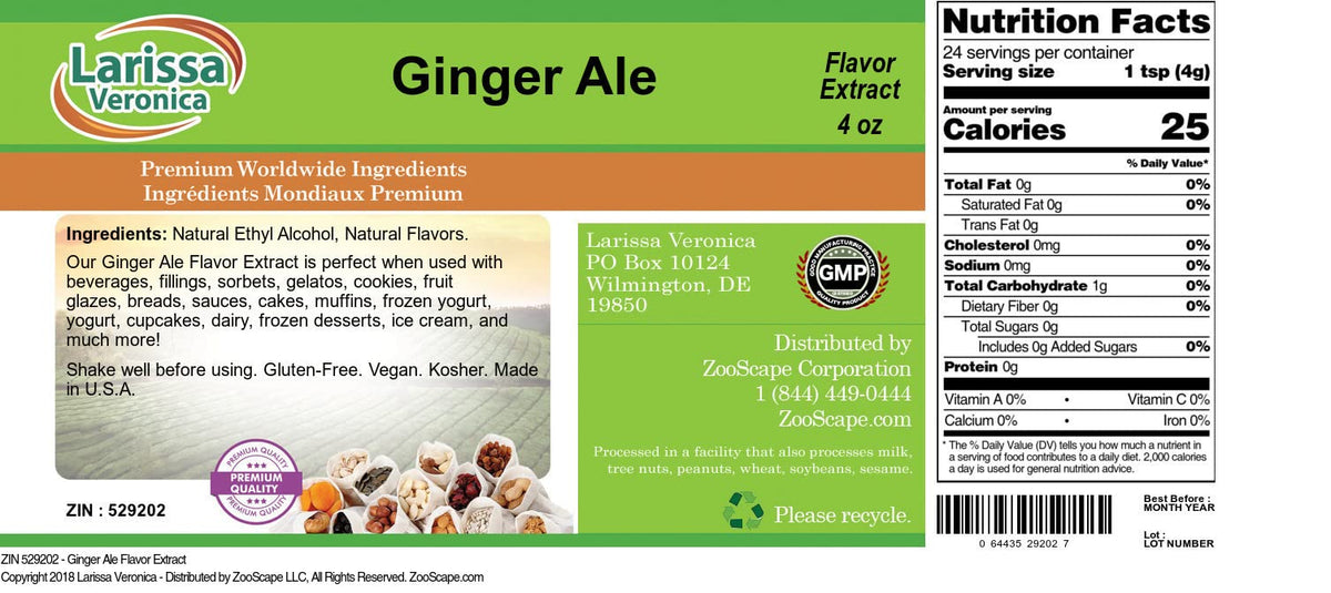 Ginger Ale Flavor Extract (4 oz, ZIN: 529202)