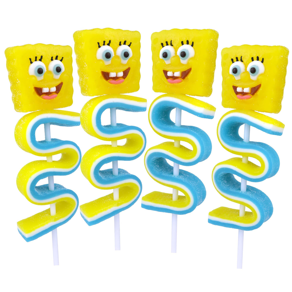 SpongeBob Gummy Skewers, Character and Sour Belt Gummies, Individually Wrapped Candy Gifts, 4 Count Box