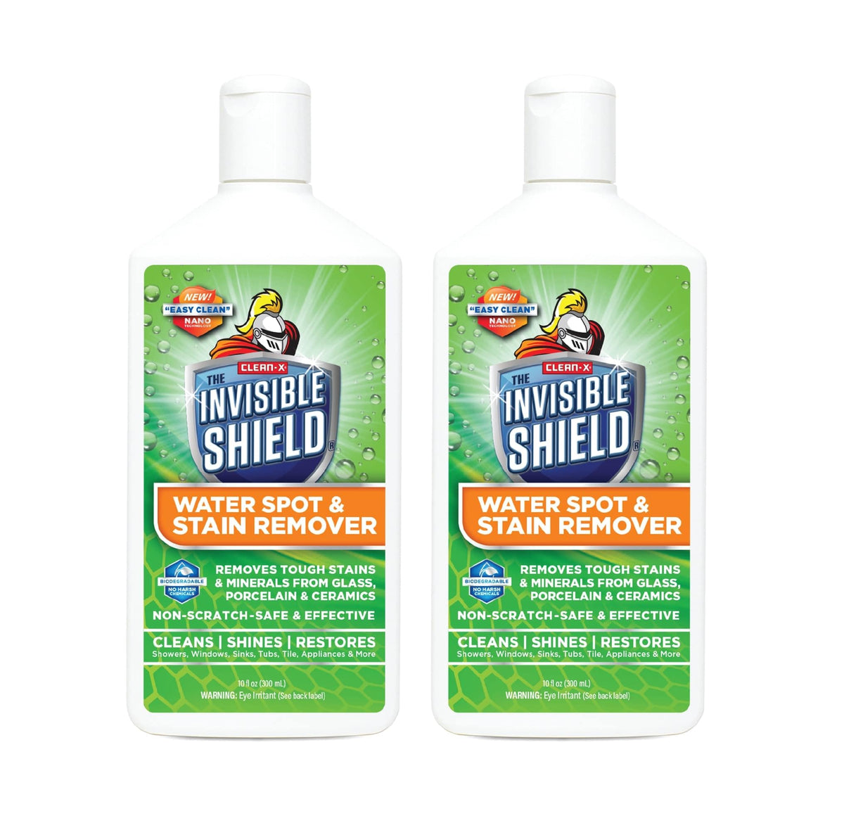Invisible Shield Water Spot & Stain Remover Scrub 10 fl. oz. Removes Hard Water Spots and Soap Scum from Glass and Multi Surface by UNELKO- Clean-X
