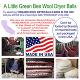 A Little Green Bee 6 Eco-Friendly Wool Dryer Balls -Set of Six 100% Handmade, Natural and Unscented