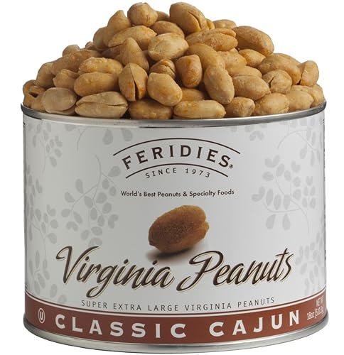 FERIDIES Cajun Virginia Peanuts, Super Extra Large, Spicy Snacks with Secret Seasoning, Gluten Free, 18oz Can 18 Ounce Cajun