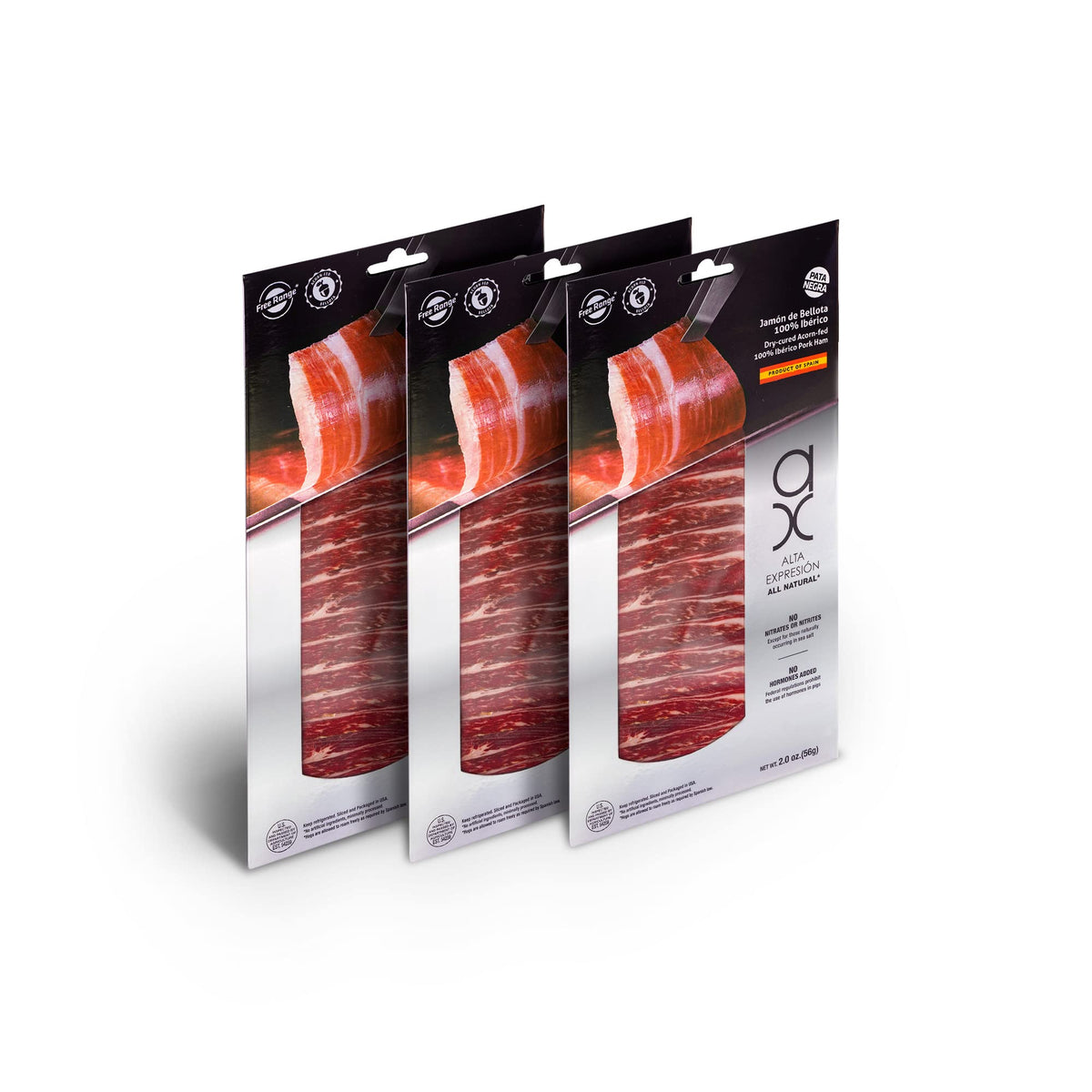 Pack Sliced Dry-cured Acorn-fed 100% Ibérico Pork Ham AX by Covap (3x2 oz)
