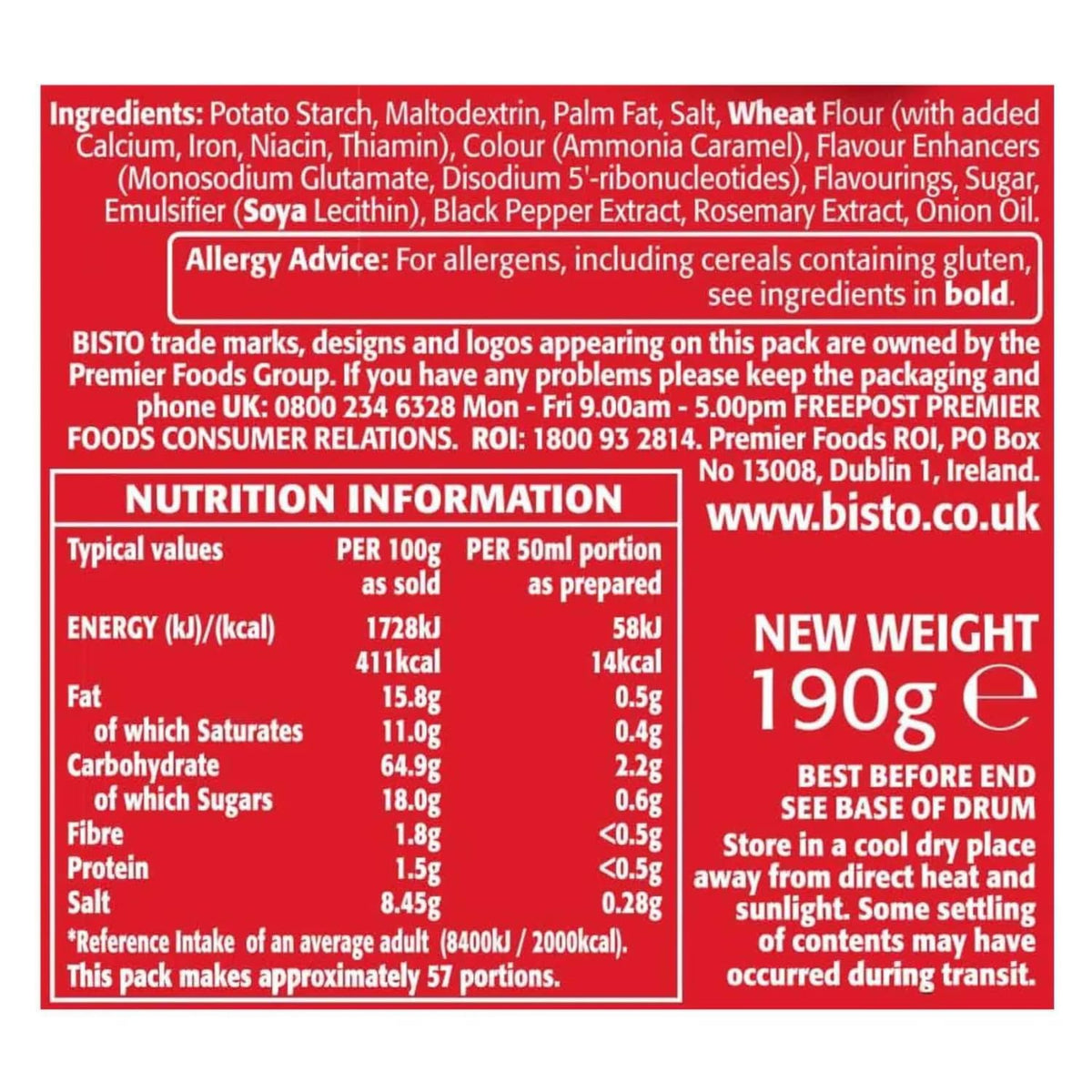 Bisto Reduced Sodium Gravy Granules 5.9 Ounce Canister (Pack of 6)