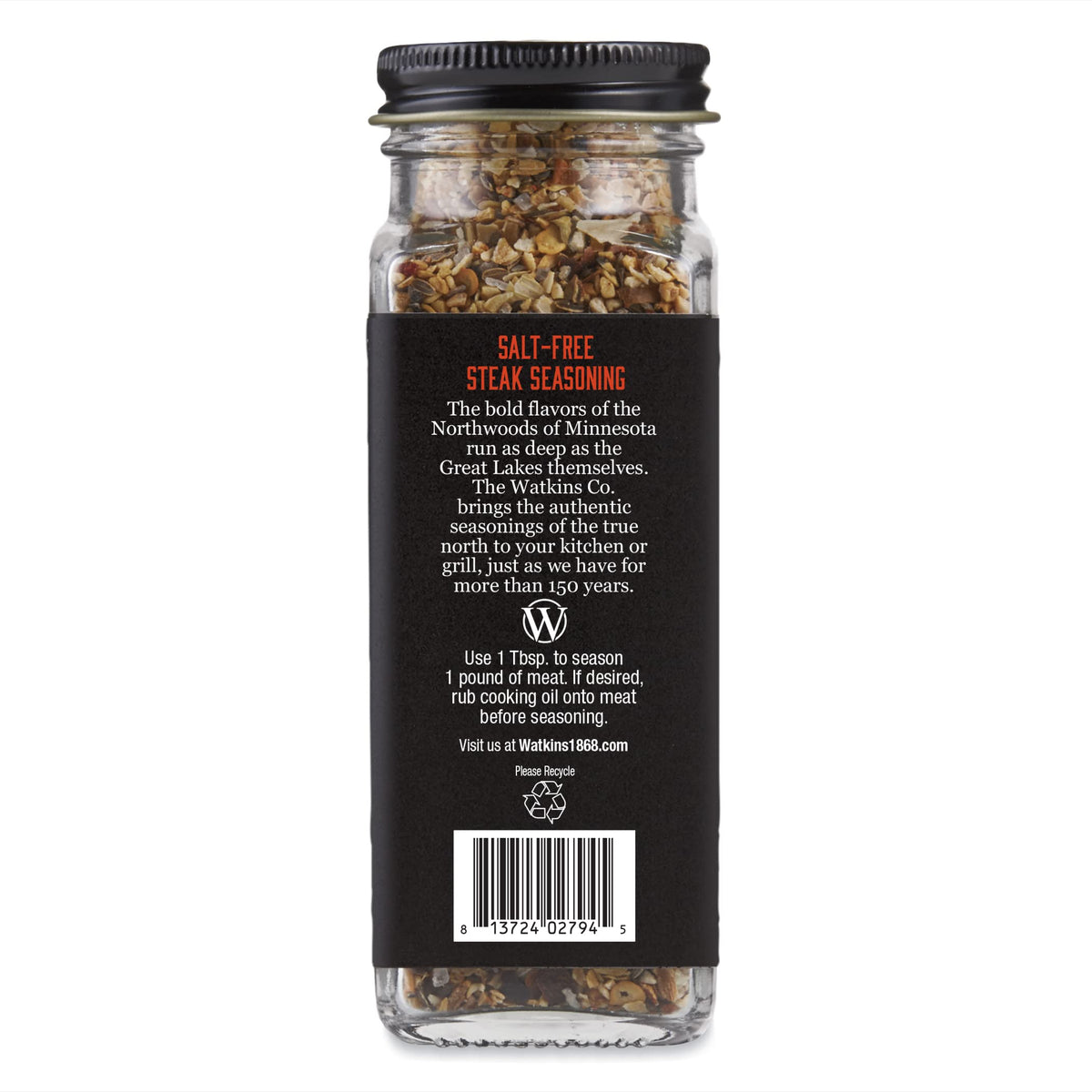 Watkins Salt-Free Organic Steak Seasoning, 2.6 oz, 1-Pack