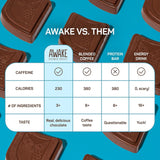 Awake Caffeinated Chocolate Bars - Milk Chocolate, 12 Bars - 100mg Caffeine - 1 Bar Equals 1 Cup of Coffee - Individually Wrapped Energy - Fairtrade