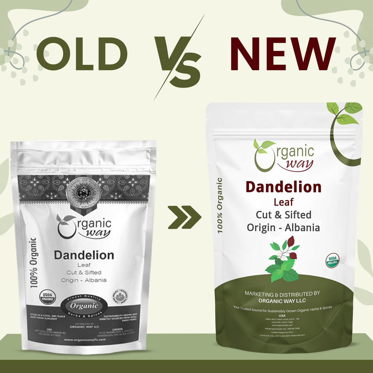 Organic Way Dandelion Leaf (Taraxacum Officinale) Cut & Sifted - Herbal Tea | European Wild-Harvest | Kosher & USDA Certified | Vegan, Non-GMO