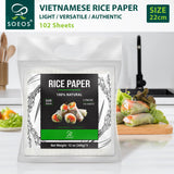 Soeos Rice Paper, 3 Pack, 102 Sheets, Square, 22cm