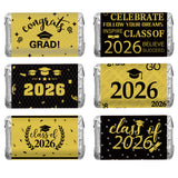 Graduation Party Decorations, 2026 Graduation Candy Stickers, 120 PCS Black Gold Congrats Grad Mini Candy Wrapper Class of 2026 Bar Label Stickers