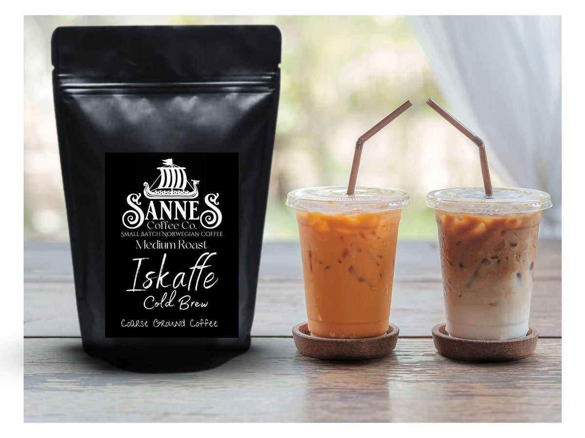 Sannes Coffee Co. Norwegian Iskaffe Cold Brew Coffee-Medium Roast-Course Grind-Filter Bag Included-Makes 1 Gallon of Cold Brew