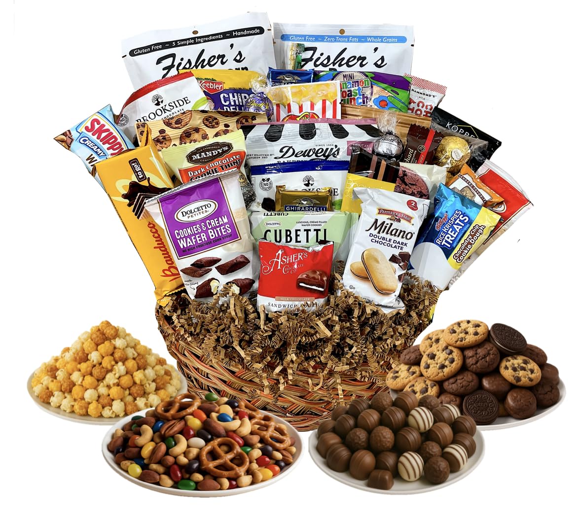 Thanksgiving Gift Basket Hand Crafted with Chocolates, Cookies, Snacks & Candy. Perfect for Hostess, Family, Employee or Client Gift (Standard)