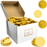 The Dreidel Company White Milk Chocolate Coins, Hanukkah Gelt, Half-Dollar Gold Foil Coins, Made with Premium Belgian Chocolate, Gluten-Free, Non-GMO
