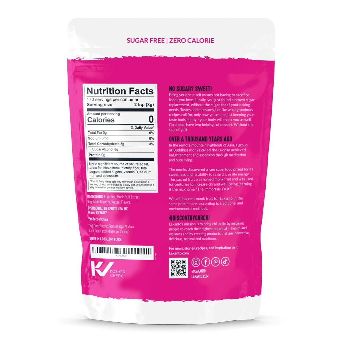 Lakanto Brown Monk Fruit Sweetener with Erythritol - Brown Sugar Substitute, Zero Calorie, Baking, Vegan, Keto Diet Friendly, Zero Net Carbs, Gluten Free, Sugar Replacement, Extract (3 lb)