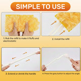 Inaloon Heavy Duty Duster Refills 30 Pack, 360° Multi Surface Feather Dusters Kit with Extendable 3FT Handle, Disposable Microfiber Dusters