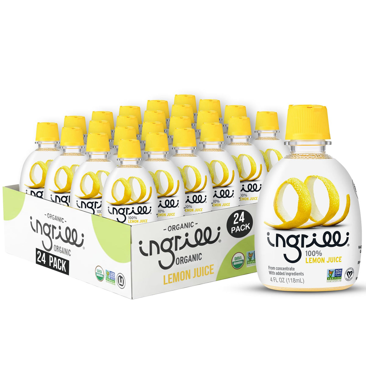 Ingrilli 100% Lemon Juice from Concentrate, 4 Fl Oz Bottle (Pack of 24)