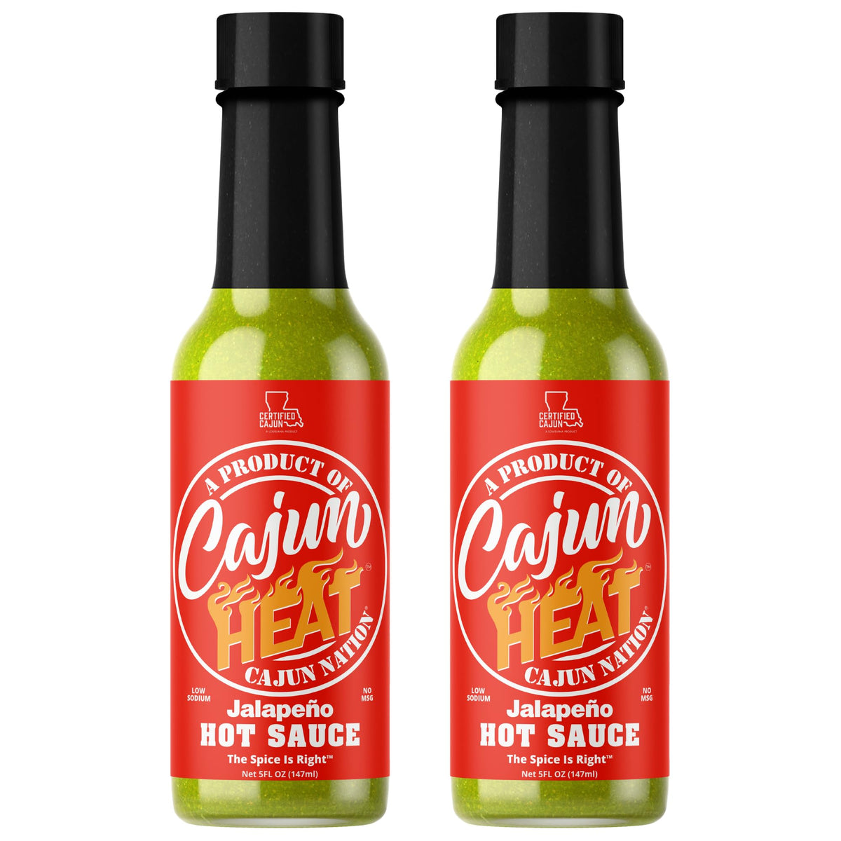 Cajun Nation CAJUN HEAT Jalapeno Hot Sauce 5oz - Bold Green Pepper Flavor with No MSG - Authentic Louisiana Style Heat from the Cajun Coast - Low