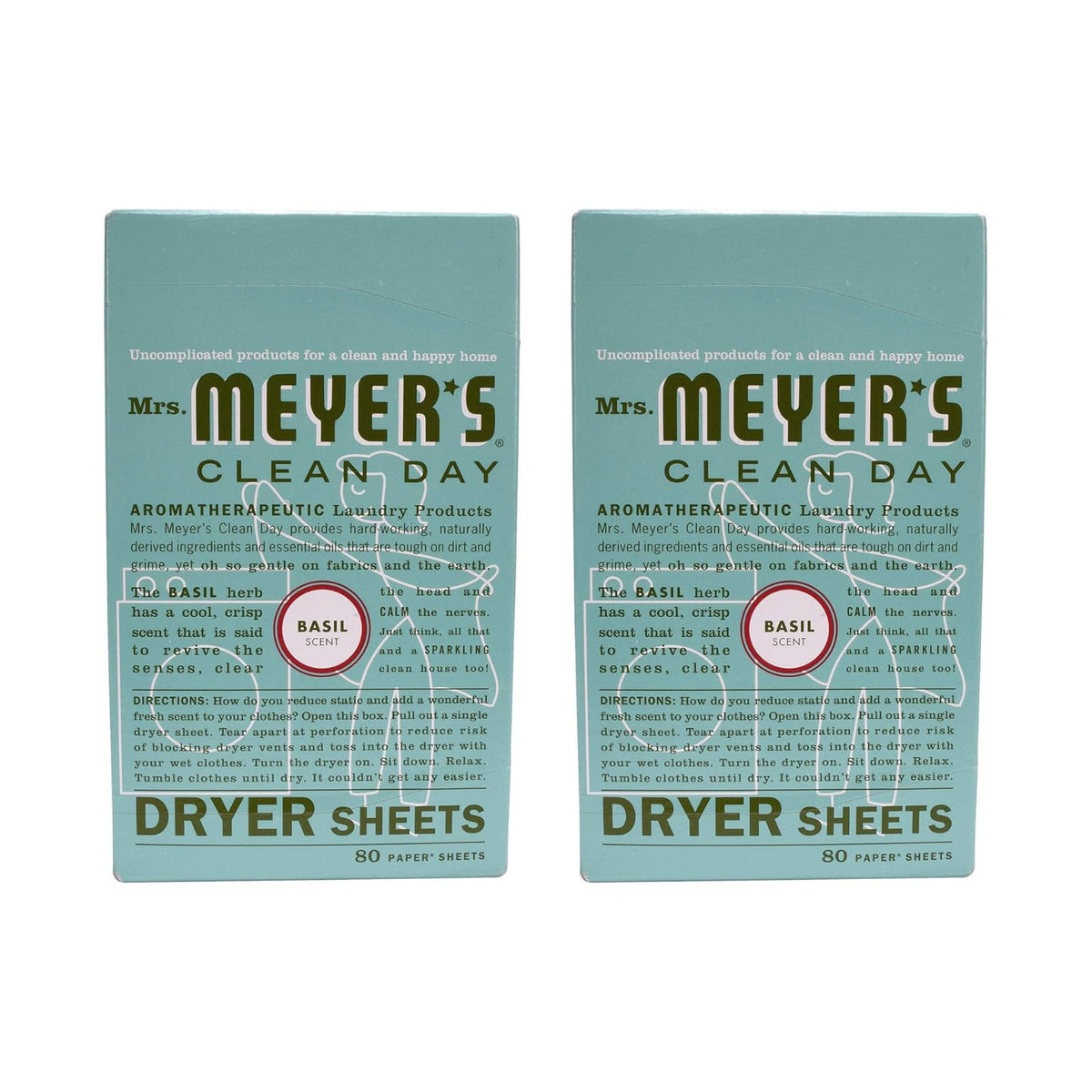 Mrs. Meyer's Clean Day Dryer Sheets - Basil - 80 ct - 2 pk