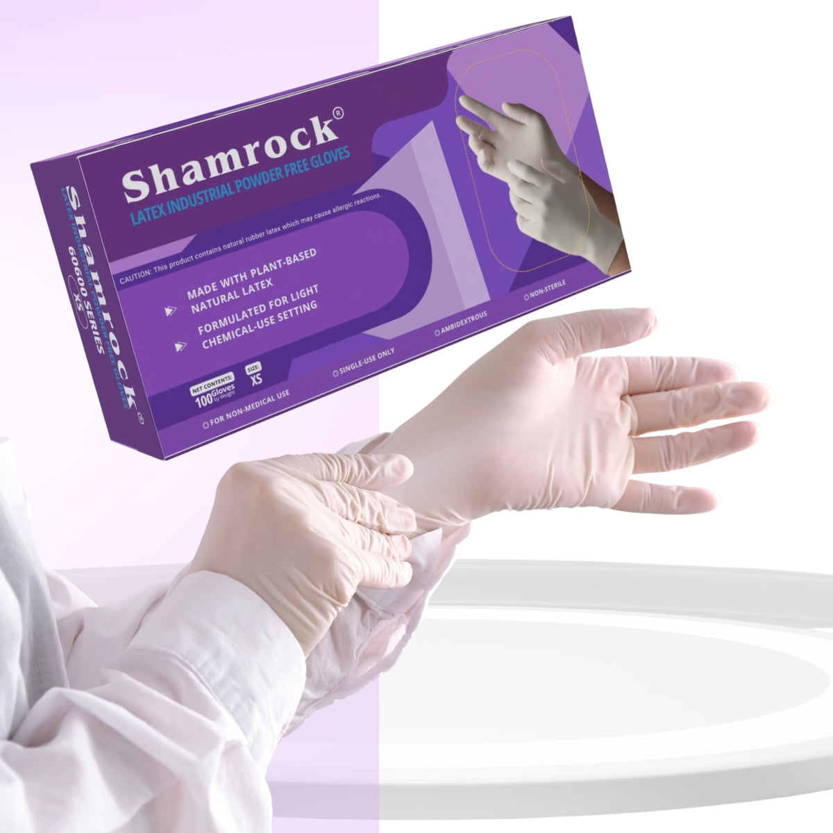 Shamrock Shamock 60603 Series Latex Non-Medical Powder Free Gloves, Large, Manicure, Pedicure, Food Handling, Cleaning (Pack of 100)