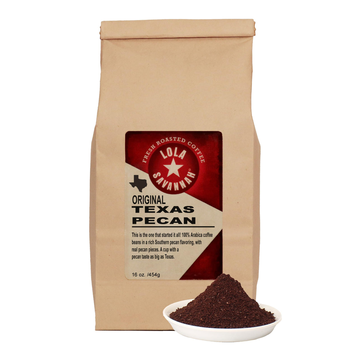 Lola Savannah Texas Pecan Ground Caffeinated Coffee, 1lb