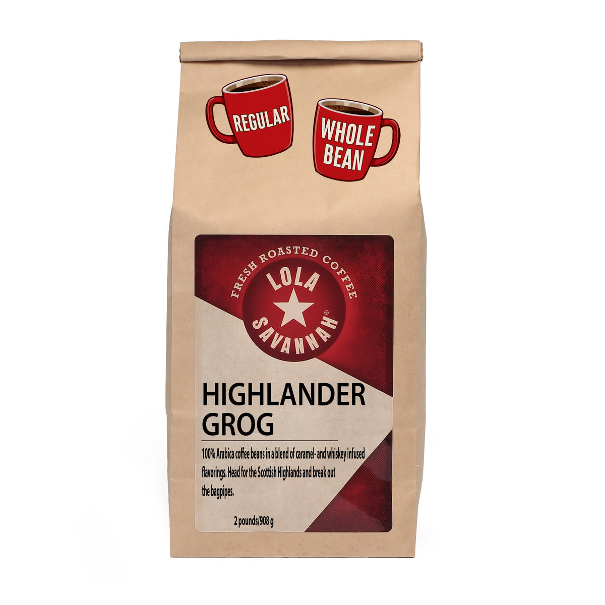 Lola Savannah Highlander Grog Whole Bean Caffeinated Coffee, 2lb