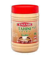 TAZAH Tahini Paste for Hummus Baba Ganoush 16oz - 1lb Natural Stone Ground Lebanese Sesame Paste Vegan Cholesterol-Free No Preservatives Perfect