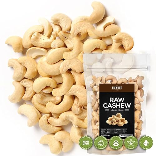 Premium Raw Cashews 16oz (1 lb.) Non-GMO, No Additives Batch Tested Gluten & Peanut Free, Resealable Pouch for Freshness, Unsalted Cashews - Perfect