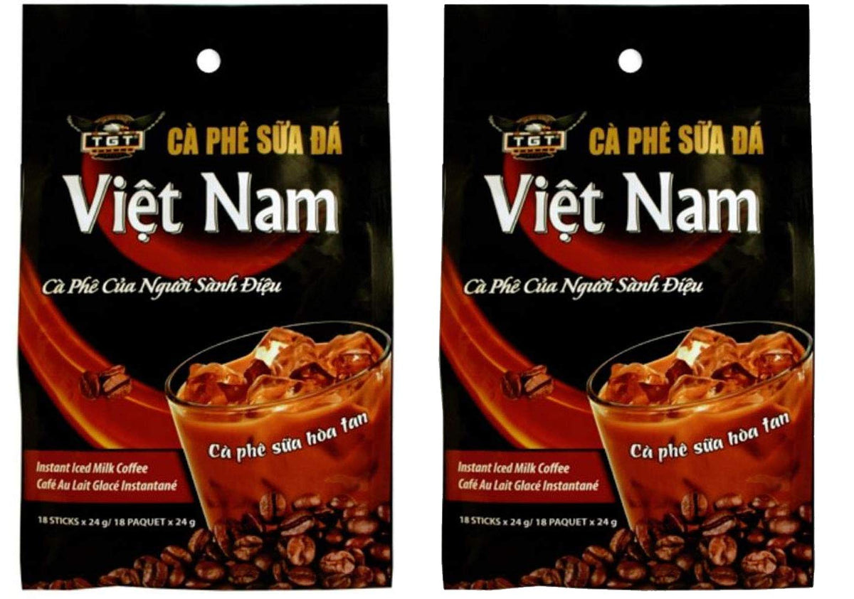 TGT Instant Iced Milk Coffee, Original Vietnamese Instant Coffee Mix, Cafe Sua Hoa Tan, Coffee Packets Single Serve,Bag of 18 Packets x 24g,Pack of 2