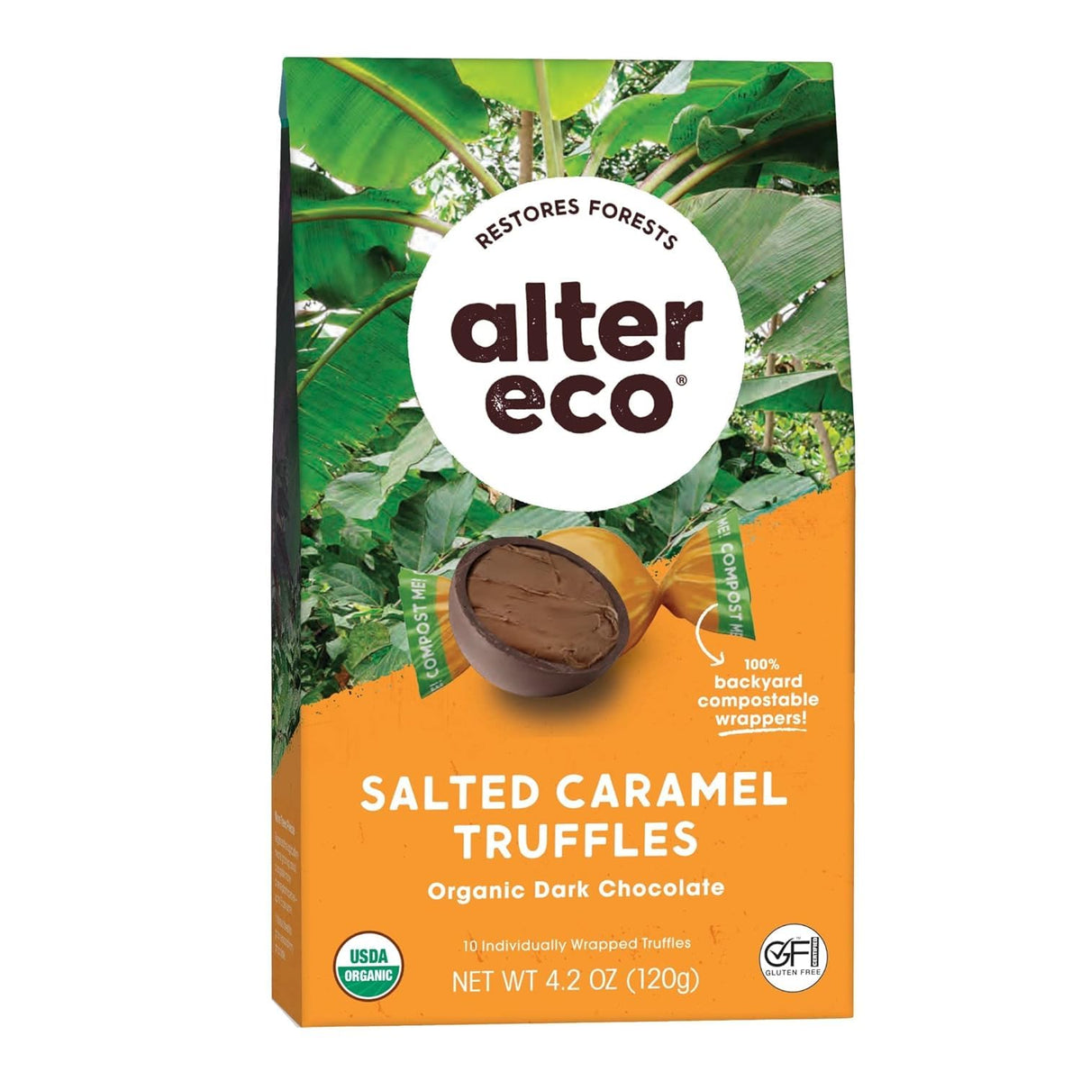 Alter Eco | Salted Caramel Truffles | 58% Pure Dark Cocoa, Fair Trade, Organic, Non-GMO, Gluten-Free Dark Chocolate Truffles | 20 Truffles