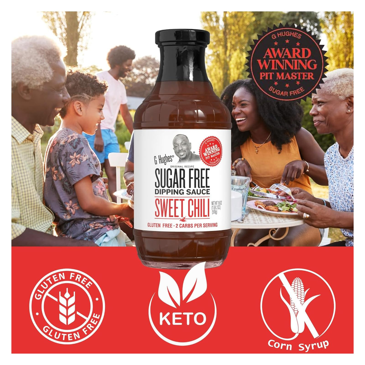 G Hughes' Sugar-Free Dipping Sauce - Sweet Chilli