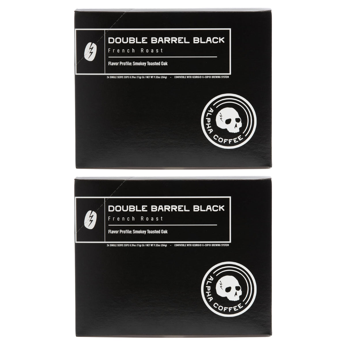 Alpha Coffee - Double Barrel Black - 24 Count Coffee Pods - Premium Gourmet Craft Dark/French Roast Coffee | Veteran Owned - Specialty Small Batch