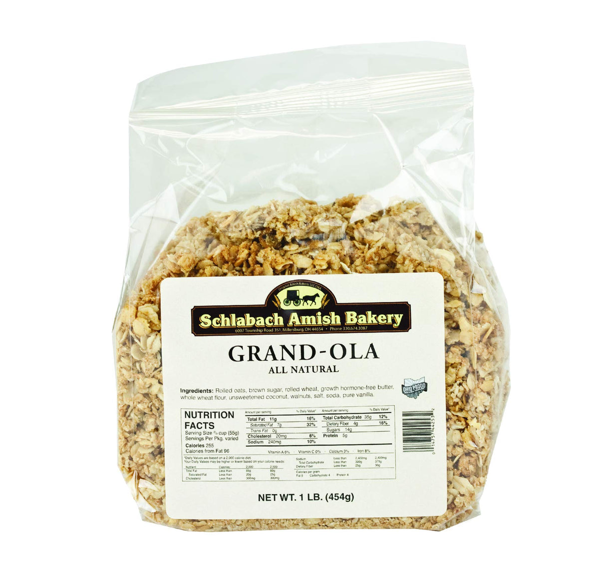 Schlabach Amish Bakery All Natural Grand-Ola Granola, 16 oz. Bags (Original, 2 Bags)