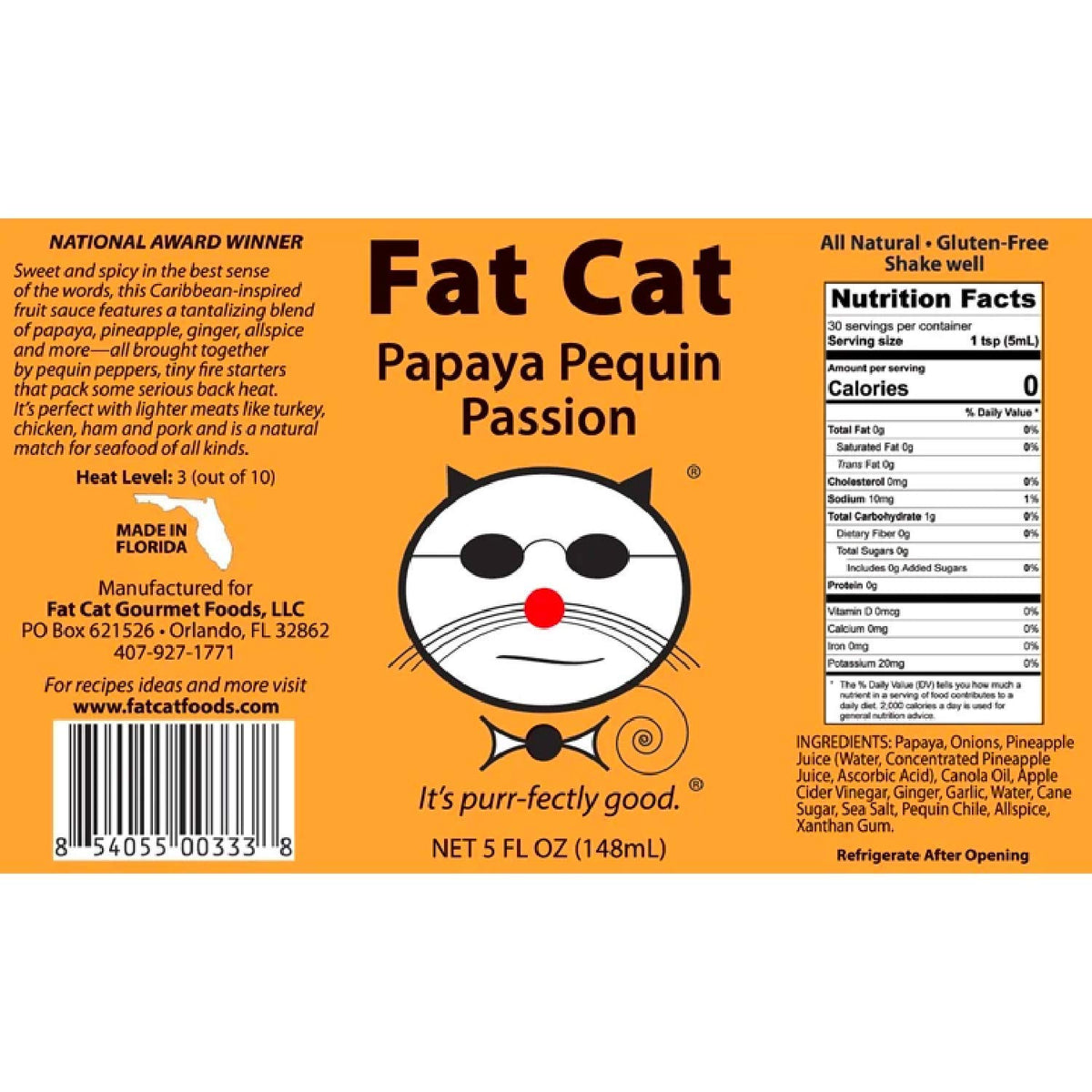 Mild Heat Hot Sauce Gift Box by Fat Cat Gourmet, Four Bottles