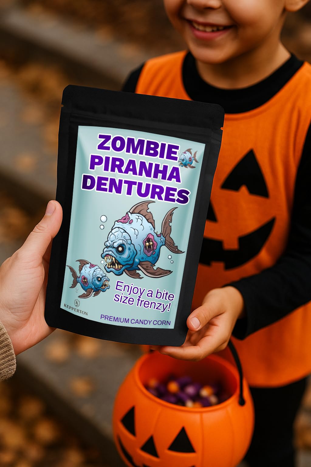 Kepperton Zombie Piranha Dentures Spooky Gourmet Candy Corn Blueberry Purple Black Funny Zombie Gifts Halloween Prank Presents Gluten-Free