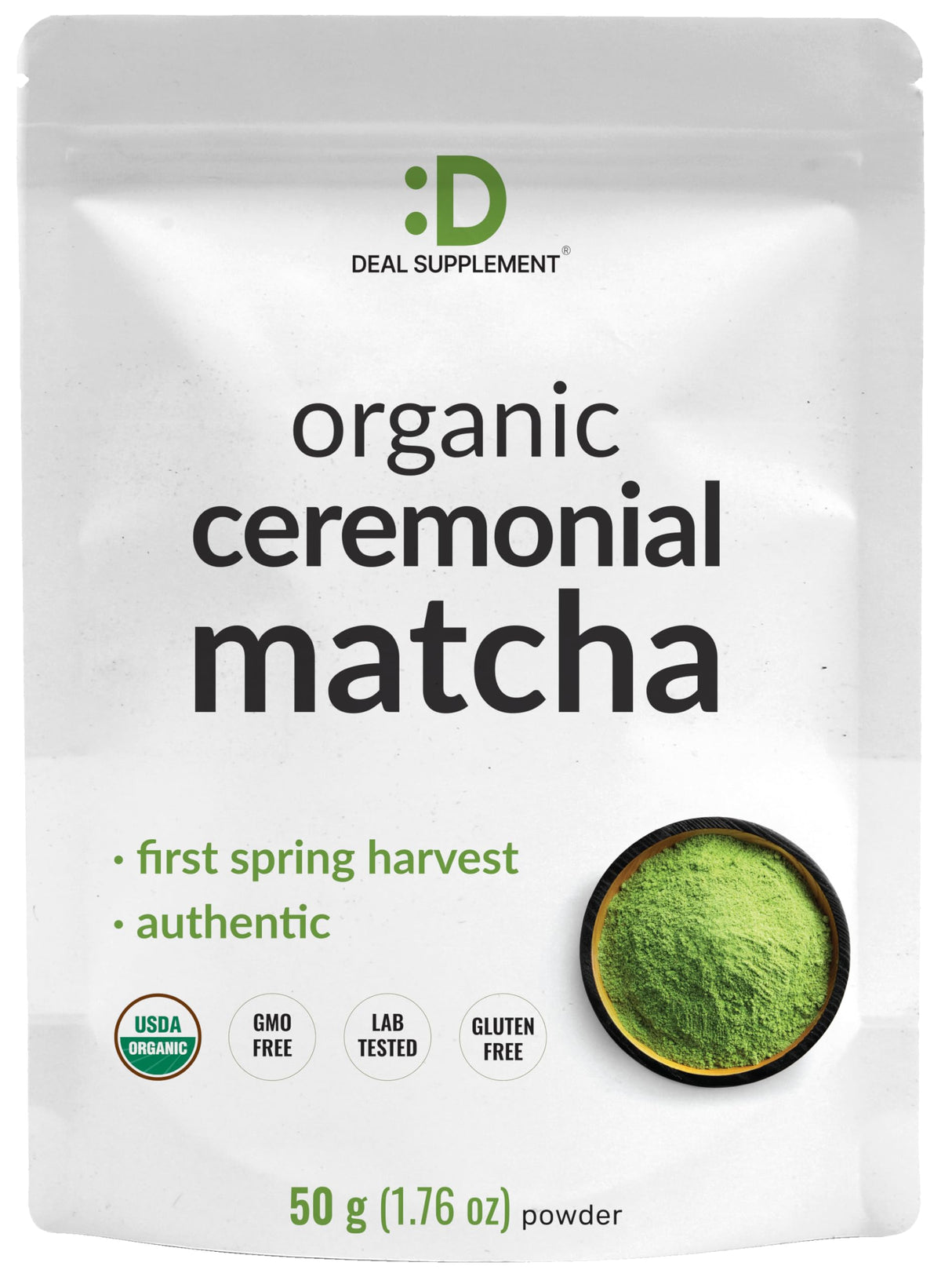 Organic Ceremonial Matcha Powder, 50g | Authentic Japanese First Spring Harvest | Stone-Ground Whole Leaf Green Tea | USDA Organic