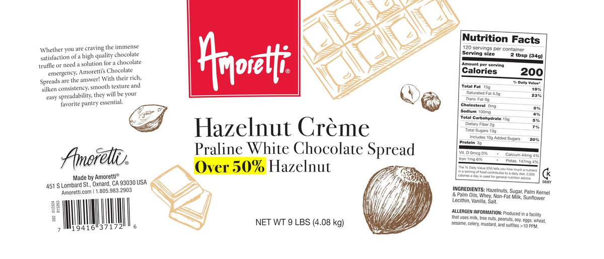 Amoretti - Hazelnut Praline White Chocolate Spread - 11 oz