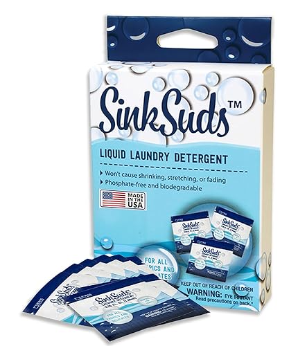 SinkSuds Laundry Detergent, Travel Size Liquid Soap, TSA Compliant, Safe For All Fabrics, 8 Packets (Packaging May Vary)